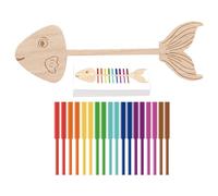 Générique Wooden Sensory, Skills Stick, Colorful Sticks Fish-Shaped Base Fine Motor Skills Water-Based Paint, Educational Toy for Children's Day, Easter, Birthday, Christmas