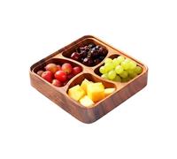 Générique Wooden Snack Bowl - Four-Compartment Tray | Nuts Organizer | Natural Wood Material 4 Grid Design For Sunflower Seeds Cherries Dried Fruit