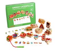 Générique Wooden Threading Toy Set - Мontessori Preschool Learning Game | Educational Stringing Beads Activity - Hand Eye Coordination Sorting Toy for Toddleřs Boys and Girls Age 3+