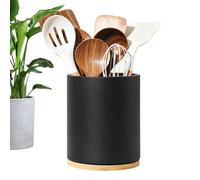 Générique Wooden Utensil Holder, 360° Rotating Storage Rack, Wooden Kitchen Organizer for Cooking Utensils, Knives, Spoons, Forks, Silverware, and Countertop Cutlery Organization, 18.5x15cm