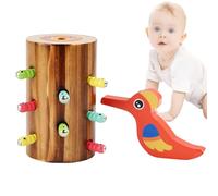 Générique Wooden Woodpecker Worm Catcher, Magnetic Bird Feeding Educational Toy, Adorable Preschool Learning Plaything for Hand-Eye Coordination and Daily Interactive Fun, Wood Color