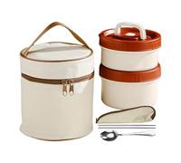 Générique Work Lunch Box, 304 Stainless Steel Microwaveable Multi-Layer Insulated Container Set with Cutlery for School, Picnic, Camping, Office, Travel, Meal Prep