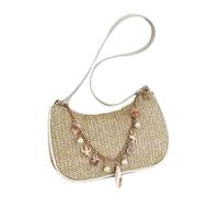 Générique Woven Bag, Casual Tote, Straw Wallet with Chain Accent for Summer