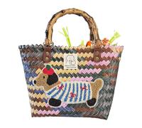 Générique Woven Beach Bag, Dachshund Straw Shopping Bags, 8.66x8.27x4.72 Inches Tote with Handwoven Body & Handbag Basket Carrier, Outdoor Use for Work Travel Picnic Wedding Commute Resort