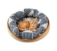 Générique Woven Cat Bed - Aesthetic Pet Sleeping Nest for Indoor Use | Handcrafted with Pet Lounge Design, Lightweight Cat Basket for Bedroom Living Room Window Floor Travel Use