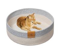 Générique Woven Cat Bed Basket, Indoor Cotton Rope Pet Nest, Kitten Nap Scratcher, Soft Round Sleeping Mat for Cats, Kittens, Living Room, Bedroom, Corner, Apartment, 15.75 inches