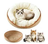 Générique Woven Cat Bed - Cotton Rope Pad Nest, 13.7 inches Aesthetic Cat Sofa Bed for Relaxation, Pet Sleep Tool, Round Woven Item with Breathable Build, Pet Nest for Resting and Sheltering Cats