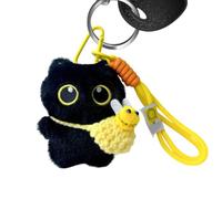 Générique Woven Cat Plush Keychain, 10cm Cute Keyring Plush Toy | Black Cat Keychain Plush for Women Men Room Home Car Family Friends Holiday Party