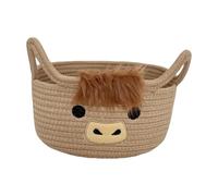 Générique Woven Storage Basket, Cotton Rope Organizer Bin, 8.66x4.72 Inch Container with Cow Design, Soft Fabric Storage Basket, Nursery Decor with Cute Style, Home Organizer for Toys Blanket Books