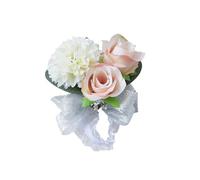 Générique Wristlet Band Boutonniere Set Wrist Corsage Bracelet Pin Artificial Flowers for Bride Groom Bridesmaids Groomsmen Weddings Prom Accessories Wedding Flower Decor (Model 5)