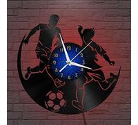 Générique XDG Play Football 2 Horloge Murale en Vinyle, Vinyle Horloge Murale Art Noir 12 Pouces pour Salon Chambre (12 Pouces B avec LED)