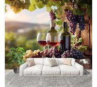 Générique XXL HD Amovible Papier Peint Photo éTablissement Vinicole Intissé Décoration Papier Peint 250x175 cm Vert Facile à Installer Raccordement sans Couture Amovible Fresque Murale