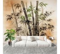 Générique XXL HD Amovible Papier Peint Photo ForêT De Bambous Peinture à L'Encre Intissé Décoration Papier Peint 200x140 cm Brun Facile à Installer Raccordement sans Couture Amovible Fresque Murale