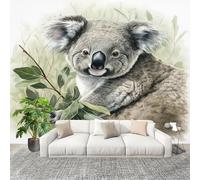 Générique XXL HD Amovible Papier Peint Photo Mignon Animal Koala Intissé Décoration Papier Peint 350x256 cm Vert Facile à Installer Raccordement sans Couture Amovible Fresque Murale