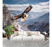 Générique XXL HD Amovible Papier Peint Photo MontagnesAnimauxAigles Intissé Décoration Papier Peint 350x256 cm Bleu Et Blanc Facile à Installer Raccordement sans Couture Amovible Fresque Murale