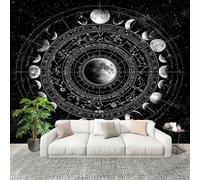 Générique XXL HD Amovible Papier Peint Photo Univers PlanèTes Totem Astrologie Intissé Décoration Papier Peint 300x210 cm noir Facile à Installer Raccordement sans Couture Amovible Fresque Murale