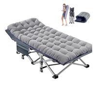 Générique XXL Lit de Camp Pliable 1 Personne surdimensionné avec Matelas, Lot de 2 Lits de Portables et Robustes Camping Lit D'appoint 1 Personne, avec Sac de Transport Gris Nuageux XXL