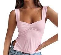 Générique Y2K Débardeurs Femme Dentelle Cami Top Été Couleur Unie Corset Top Élégant Sans Manches E Girl 90s Crop Tops Slim Fit Streetwear