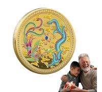 Générique Year of The Dragon Commemorative Coin, Dragon and Auspicious Coins, Iron Collection Coin Featuring Ancient Mythical Creatures, Ideal for Wealth and Prosperity, 0.12x1.57 inches