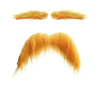 Générique Yellow Beard And Eyebrow Set - Synthetic Fiber, Photo Prop Mustache | Self-Adhesive Realistic Fake Beard For Masquerade Costume Role-Playing Halloween