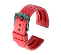Générique YGUK0J Bracelet De Montre En Caoutchouc Fluoro De Qualité 18mm 19mm 20mm 21mm 22mm 24mm Bracelet De Montre Sport Bracelet Noir Vert Avec Bande À Dégagement Rapide(RED,20mm silver buckle)