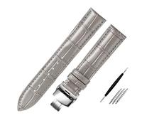 Générique YGUK0J Bracelet De Montre En Cuir De Vache Souple, Couleur Grise, 16 Mm, 18 Mm, 20 Mm, 22 Mm, 21 Mm(Grey silver buckle,18mm)