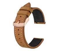 Générique YGUK0J Bracelet De Montre En Cuir Véritable, 18mm ~ 22mm, For Hommes Et Femmes, Ceinture De Remplacement À Dégagement Rapide, Boucle En Or Rose(Light Brown,22mm)