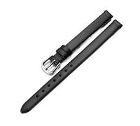 Générique YGUK0J Bracelet De Montre En Cuir Véritable Bracelet De Montre De Mode For Femmes Mini Bande 6mm 8mm 10mm 12mm(Black silver buckle,10mm)