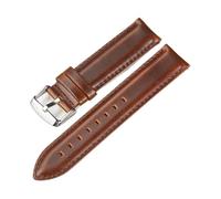 Générique YGUK0J Bracelet de montre en cuir véritable de cire d'huile 18mm 20mm 22mm bracelets de montre à dégagement rapide bracelets de montre ceinture avec boucle solide(Brown(silver),20mm)