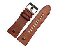 Générique YGUK0J Bracelet de montre rétro en cuir véritable de qualité for hommes, Compatible avec DZ4343 DZ4323 DZ7406, bracelet de montre Vintage en cuir italien 22mm 24mm 26mm(D brown-black,22mm)