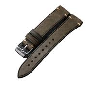 Générique YGUK0J Bracelet De Montre Vintage En Cuir Brossé 18 19 20 21 22MM Souple Ultra-Mince, Noir, Marron, Vert Gris Compatible Avec Antique(Grey,21mm)