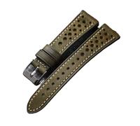 Générique YGUK0J Bracelet En Cuir De Vachette Italien Design Ventilé 18 20 21 Bracelet Ultra-fin For Homme Vert Marron Gris 22MM(Green,20mm)