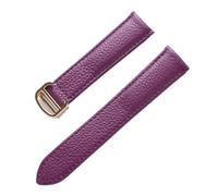Générique YGUK0J Bracelet En Cuir Motif Lychee Substitut De En Cuir Souple Compatible Avec Le Bracelet Cartier Tank For Hommes Et Femmes(Purple gold buckle,16mm)