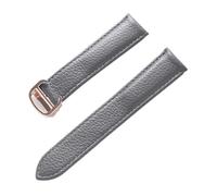 Générique YGUK0J Bracelet En Cuir Motif Lychee Substitut De En Cuir Souple Compatible Avec Le Bracelet Cartier Tank For Hommes Et Femmes(Grey rose buckle,16mm)