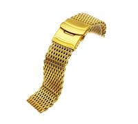 Générique YGUK0J Compatible avec le bracelet à boucle milanaise Galaxy Watch en acier inoxydable tissé en maille 18 20 22 24 mm Bracelet de montre solide à double bouton(Gold,20mm)