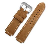 Générique YGUK0J Cuir Véritable Compatible Avec Timex TW2R55500 T2N720 T2N721 T2N739 Bracelet De Montre 24 * 16mm Oreille Fin Bracelets De Montre Kaki Noir Marron Accessoires(Khaki -silver)