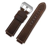 Générique YGUK0J Cuir Véritable Compatible Avec Timex TW2R55500 T2N720 T2N721 T2N739 Bracelet De Montre 24 * 16mm Oreille Fin Bracelets De Montre Kaki Noir Marron Accessoires(Dark brown silver)