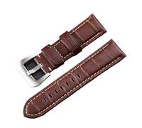 Générique YGUK0J Nouveau Design Bracelet De Montre Classique For Hommes 20-26 Mm Compatible Avec Le Bracelet Panerai(Brown-Silvery Buckle,26mm)