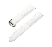 Générique YGUK0J Remplacement De Cuir De Vachette Couche De Tête De Bracelet En Cuir Compatible Avec Les Accessoires De Bracelet De Montre De Ballon Bleu De Cartier Hommes Et Femmes(White,22mm)
