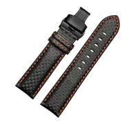 Générique YGUKOJ 18/20 / 21/23/22mm 24mm Fibre de carbone Feuille de Cuisine Cuir Strap Hommes Femmes Sport Sport Bracelet en acier inoxydable Boucle en acier inoxydable(Black Orange 04,18mm)