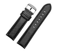 Générique YGUKOJ 18/20 / 21/23/22mm 24mm Fibre de carbone Feuille de Cuisine Cuir Strap Hommes Femmes Sport Sport Bracelet en acier inoxydable Boucle en acier inoxydable(Black Black 01,24mm)