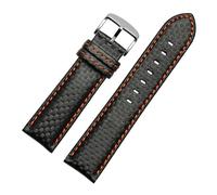 Générique YGUKOJ 18/20 / 21/23/22mm 24mm Fibre de carbone Feuille de Cuisine Cuir Strap Hommes Femmes Sport Sport Bracelet en acier inoxydable Boucle en acier inoxydable(Black Orange 01,22mm)