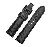 Générique YGUKOJ 18/20 / 21/23/22mm 24mm Fibre de carbone Feuille de Cuisine Cuir Strap Hommes Femmes Sport Sport Bracelet en acier inoxydable Boucle en acier inoxydable(Black Black 04,23mm)