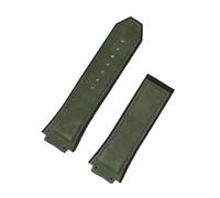 Générique YGUKOJ 29 * 19 mm Crazy Horse Cuir Nature Rubber Silicone Watchband Band Watch Band compatible avec Hublot Strap 30 mm King Power Series Tools(Green strap)