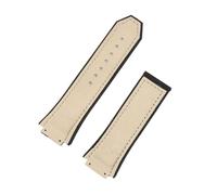 Générique YGUKOJ 29 * 19 mm Crazy Horse Cuir Nature Rubber Silicone Watchband Band Watch Band compatible avec Hublot Strap 30 mm King Power Series Tools(Beige strap)