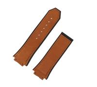 Générique YGUKOJ 29 * 19 mm Crazy Horse Cuir Nature Rubber Silicone Watchband Band Watch Band compatible avec Hublot Strap 30 mm King Power Series Tools(Brown strap)