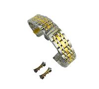 Générique YGUKOJ Bracelet de bande de montre en métal en acier inoxydable 12mm 14mm 16mm 18mm 20mm 20mm 22mm 24mm Bracelet de bracelet de poignet avec interface arc creuse(Silver gold,16mm)