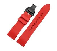 Générique YGUKOJ Bracelet De Montre En Caoutchouc Fluoré, 20mm, 22mm, 24mm, Barre À Dégagement Rapide, Compatible Avec Chaque Marque De Montre(Red black,24mm)