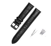 Générique YGUKOJ Bracelet De Montre En Cuir Véritable Marron Noir, 18/19 /20/21 /22 23 /24mm, Compatible Avec Hamilton Hommes Femmes, Bracelet De Poignet Avec Boucle Ardillon(Black-Black-Black,22mm)