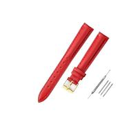 Générique YingYou Bracelet De Montre En Cuir Souple, Accessoire Vert Violet, Bracelet Véritable Durable, 10 Mm, 12 Mm, 14 Mm, 16 Mm, 18 Mm-24 Mm(Red-gold,16mm)